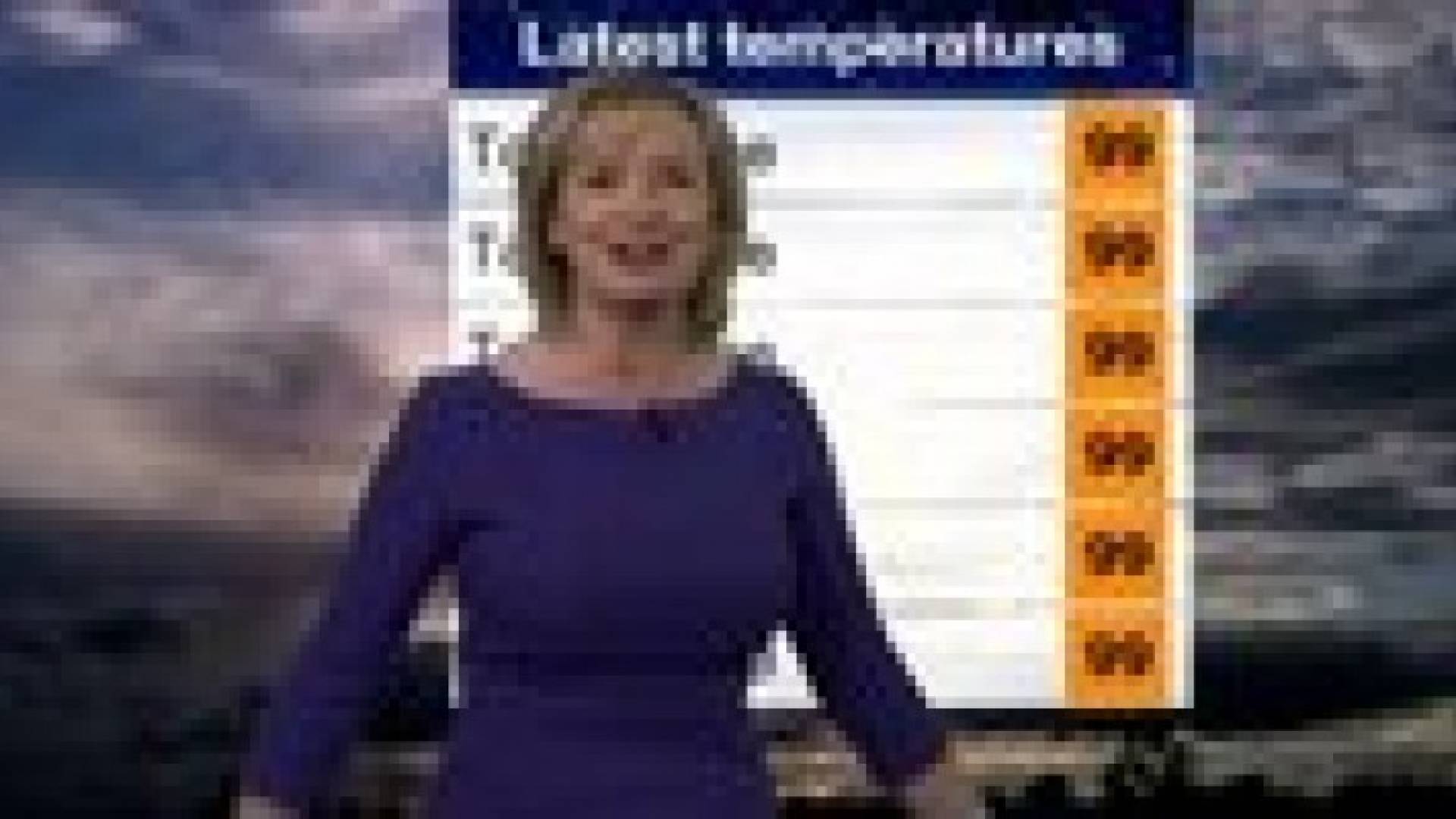 بالفيديو .. مذيعة نشرة جوية بريطانية تحاول إخفاء درجة الحرارة 99