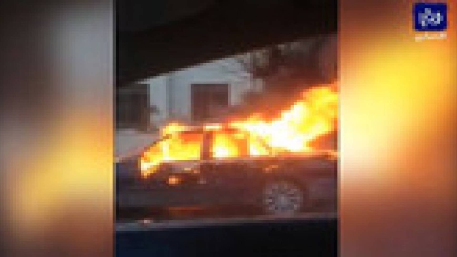 بالفيديو.. إحتراق مركبة في أم أذينة