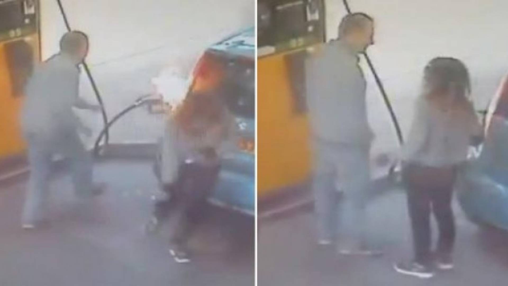 اسرائيلية تضرم النار بسيارة في محطة وقود.. فيديو