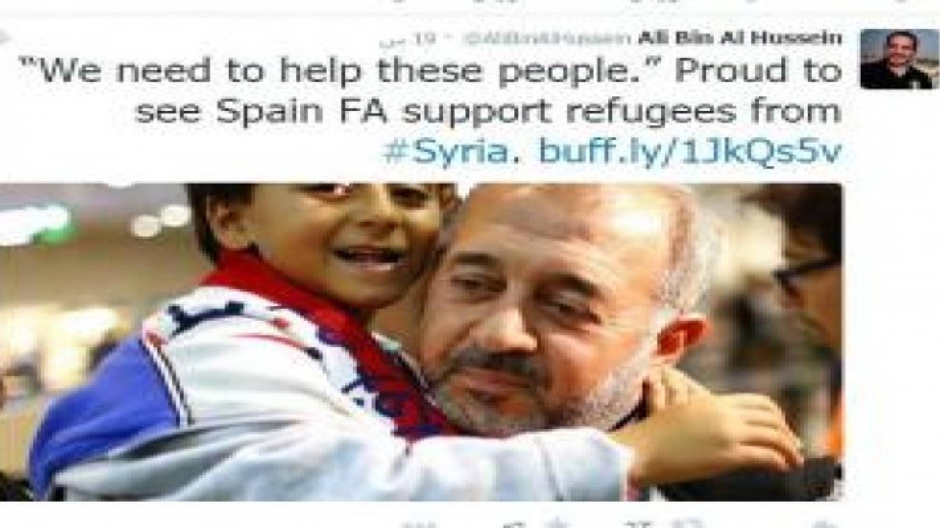 سمو الامير علي يشيد بتعاطف الكرة الاسبانية مع اللاجئين السوريين