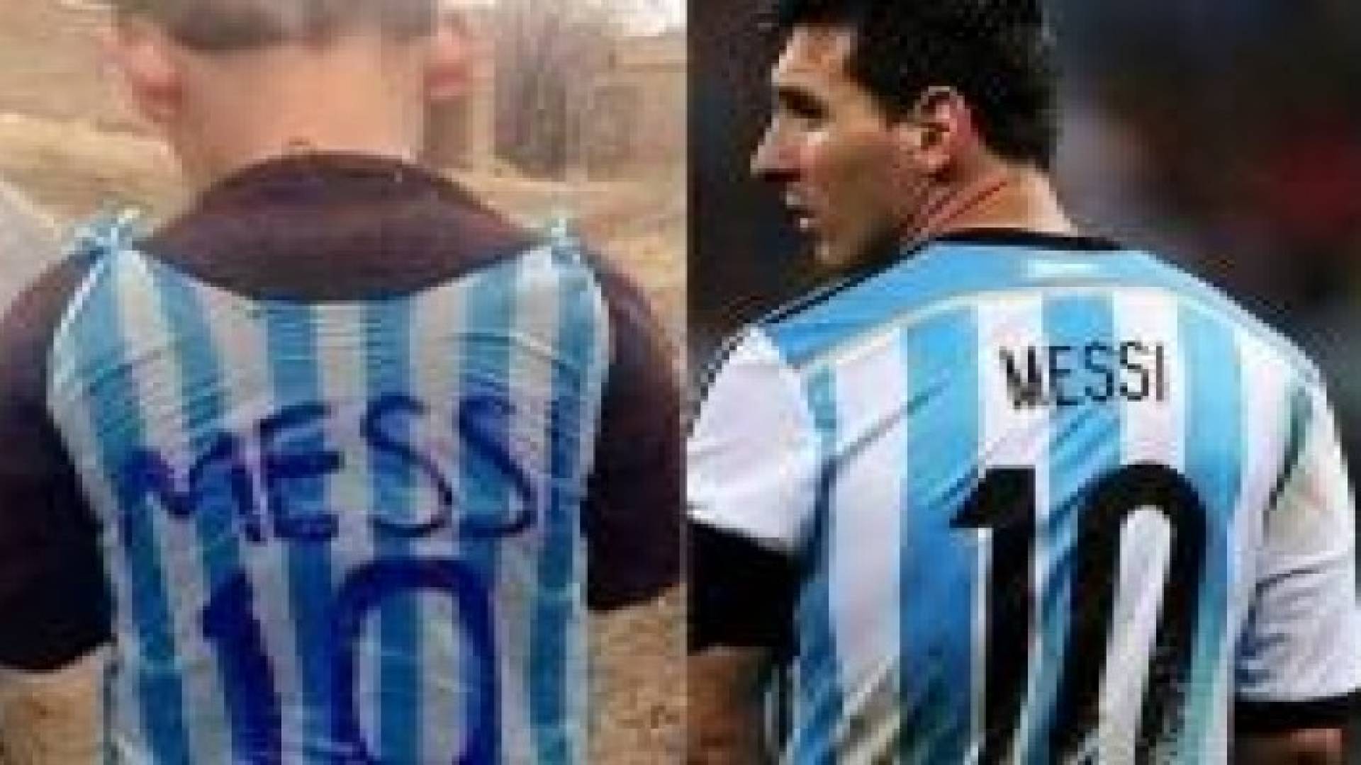 ميسي يلتقي الطفل الذي حمل قميصه البلاستيكي