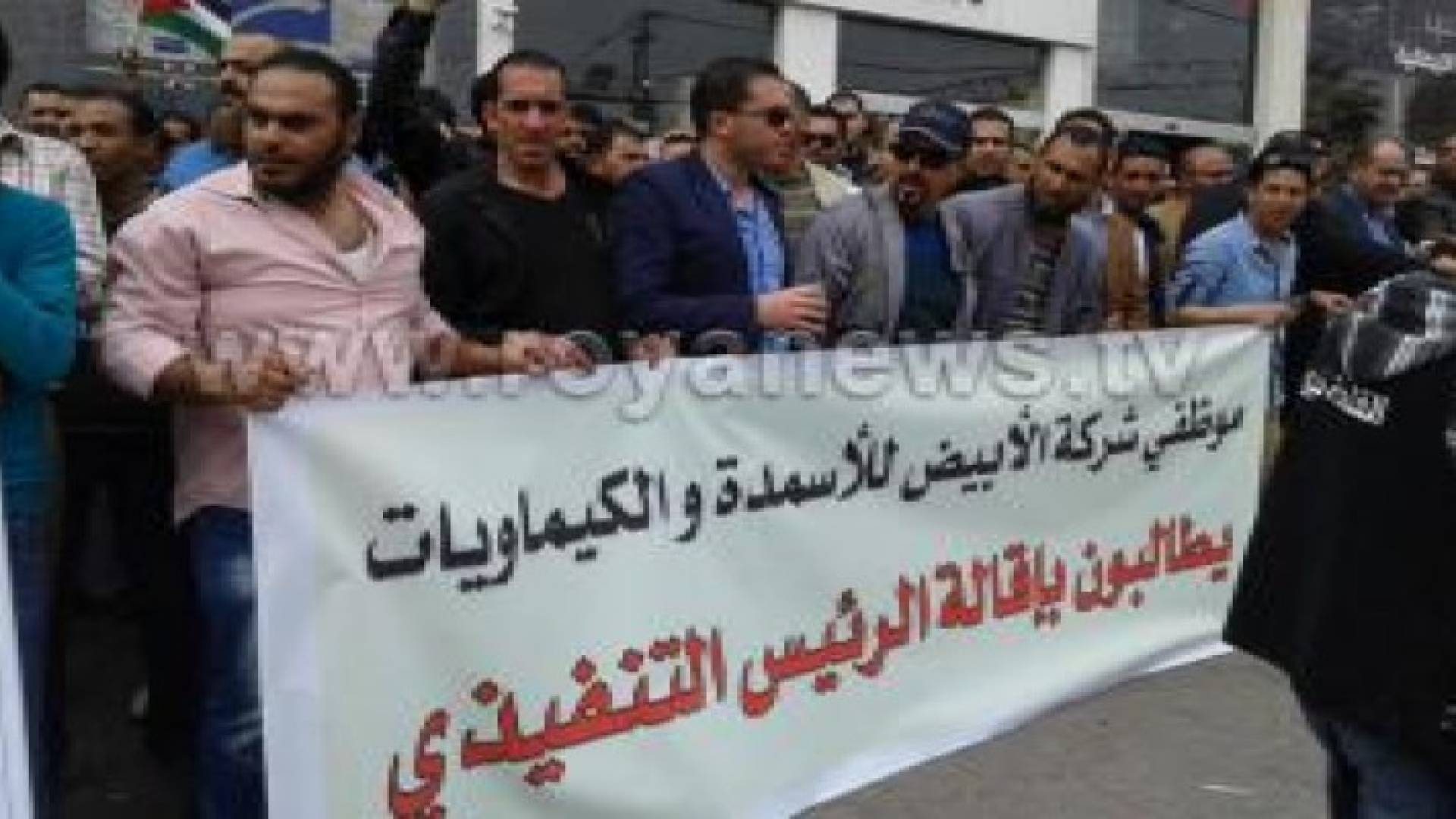 عمال شركة الأبيض للأسمدة يعتصمون أمام مبنى الشركة ..صور وتفاصيل