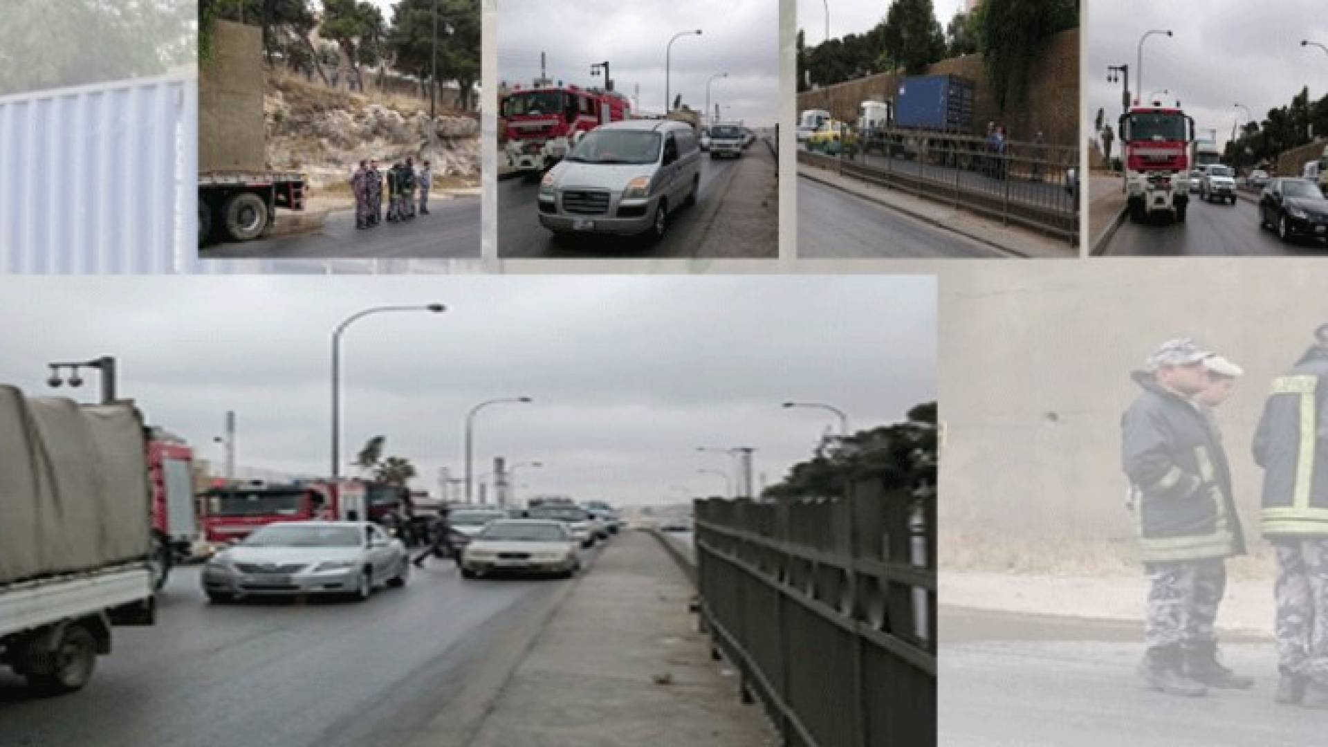 تدهور شاحنة محملة بالزيوت على طريق الجمرك