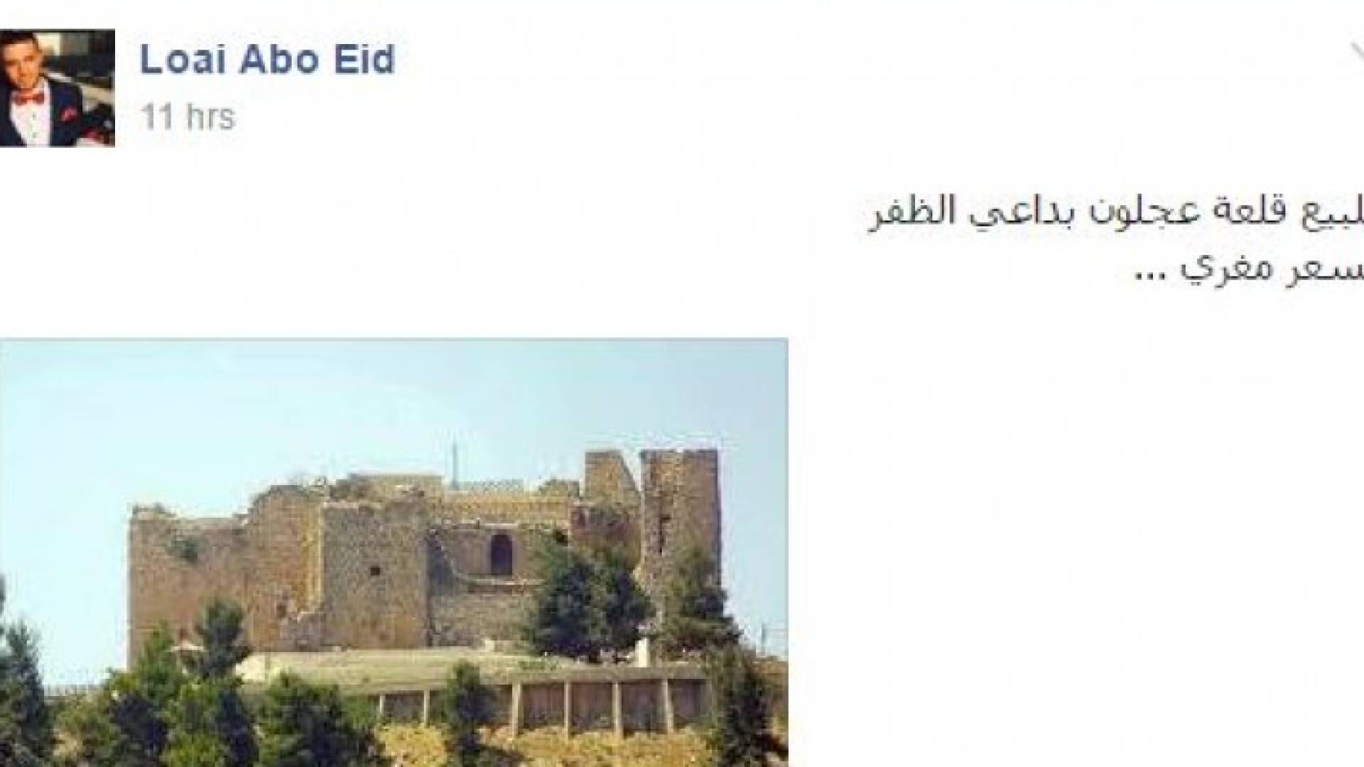  بداعي "الطفر" أردني يعرض قلعة عجلون للبيع!
