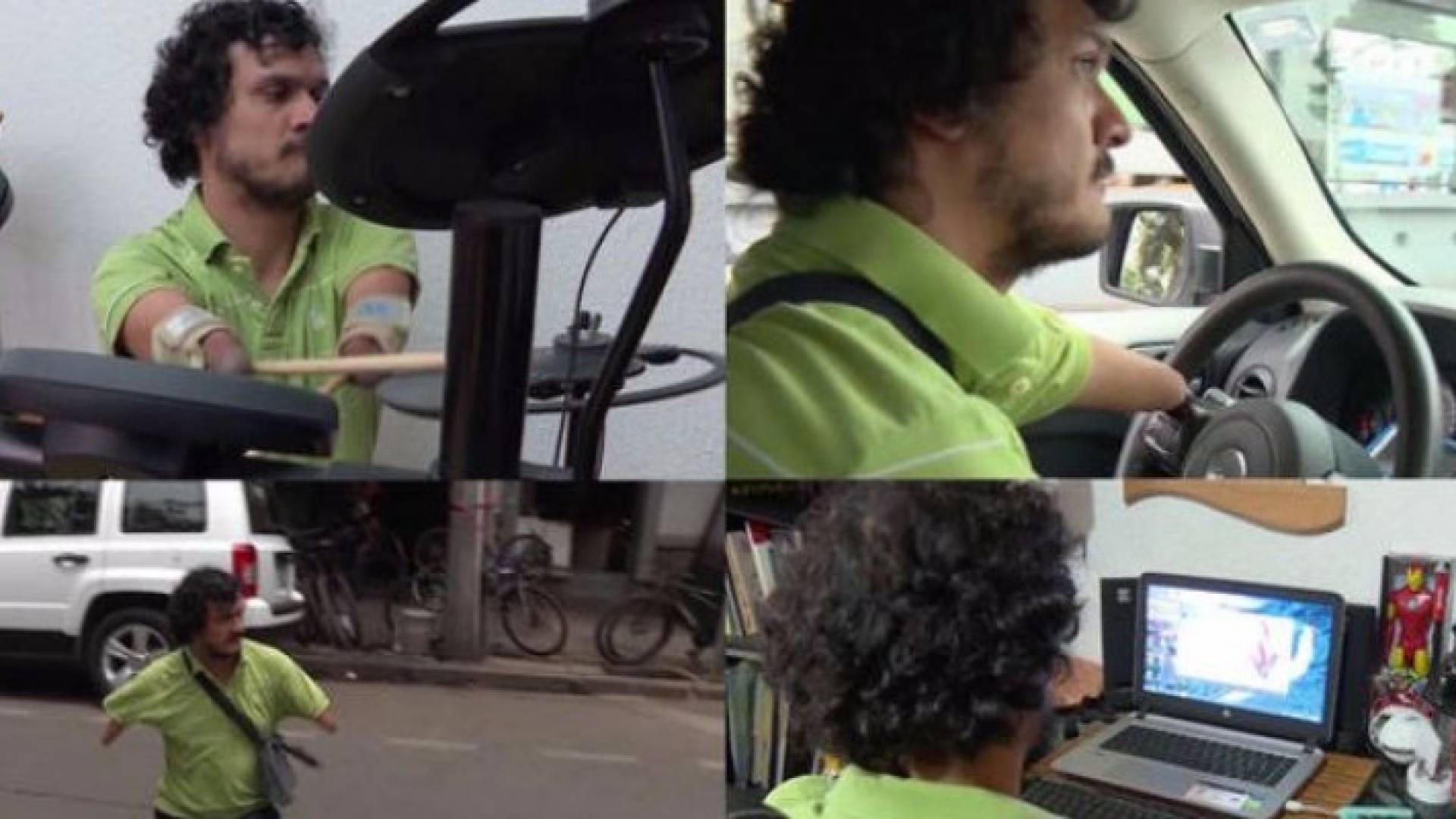 شاب بلا أطراف لكنه مهندس وسائق وعازف ومخترع .. فيديو