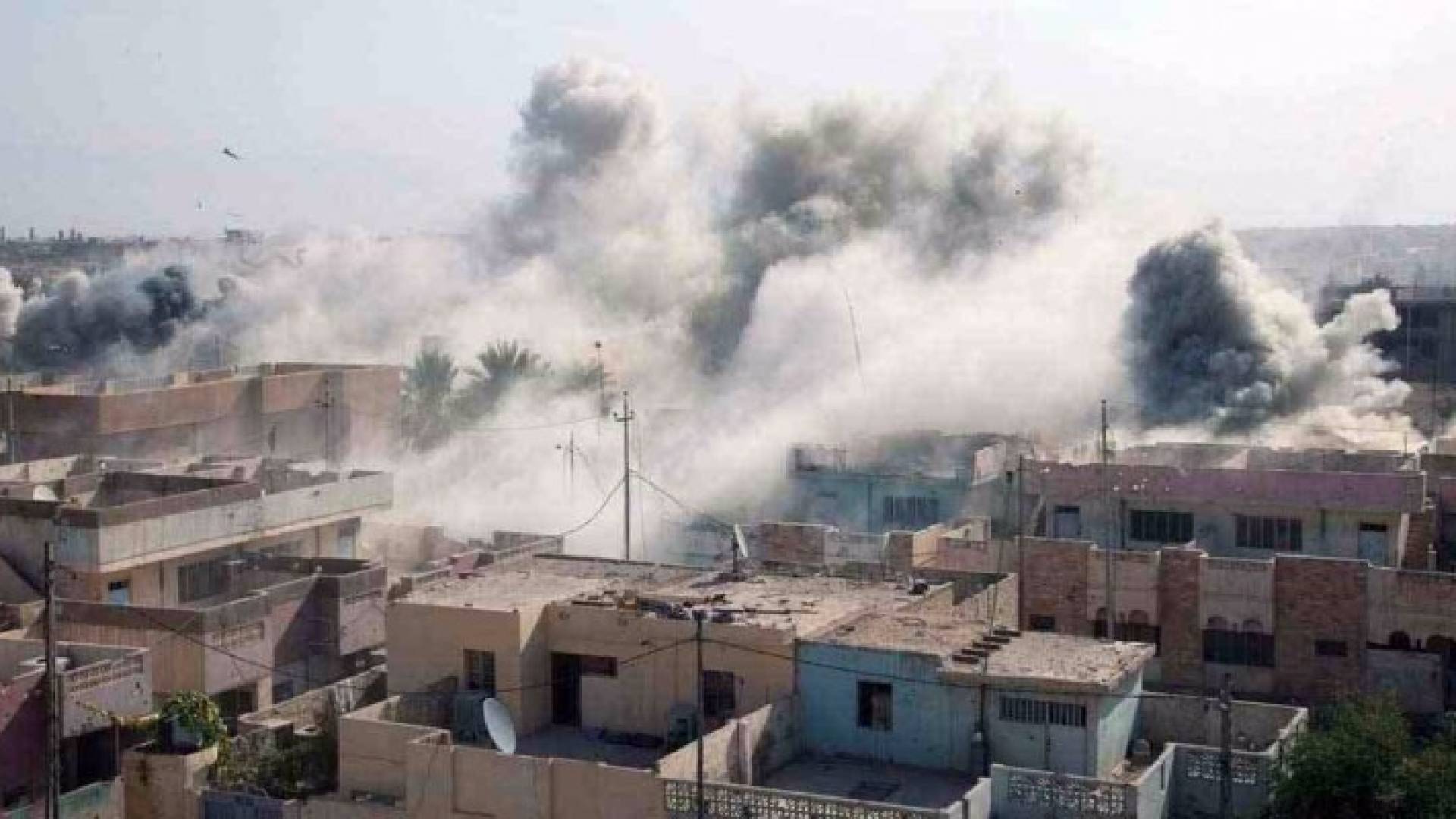 دخان يتصاعد خلال اشتباكات بالقرب من الفلوجة بالعراق يوم 25 مايو ايار 2016