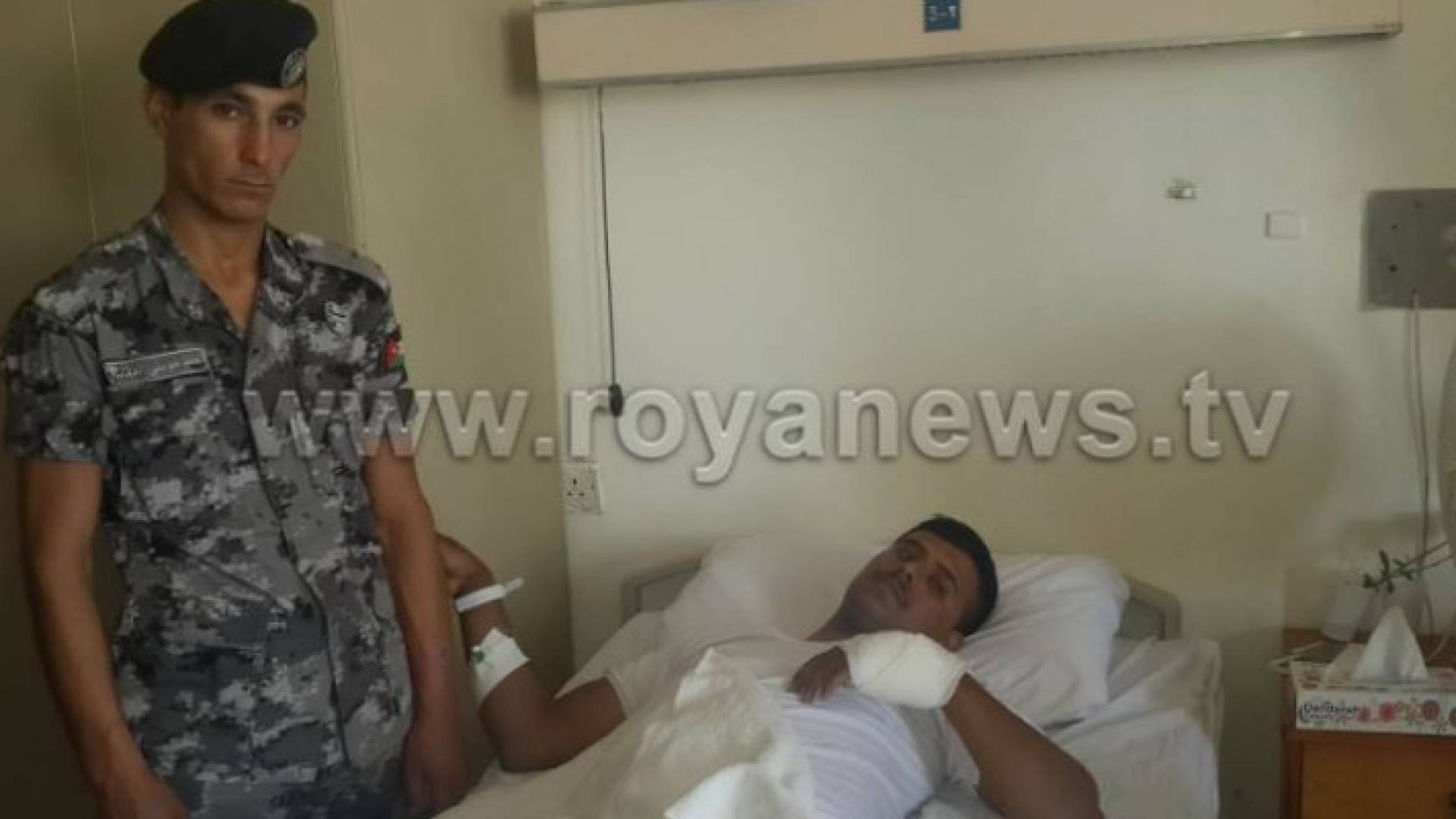 شاهد بالصور مصابي الدرك في احداث ذيبان على سرير الشفاء