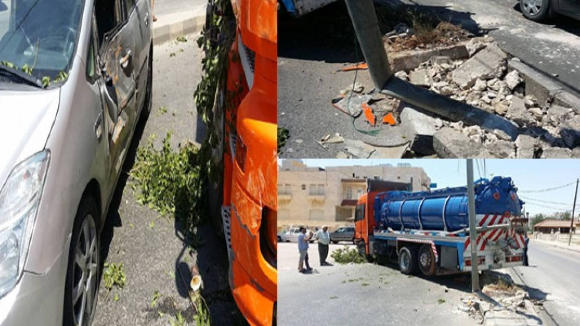 تدهور صهريج في اربد وانقطاع الكهرباء عن المنطقة.. صور