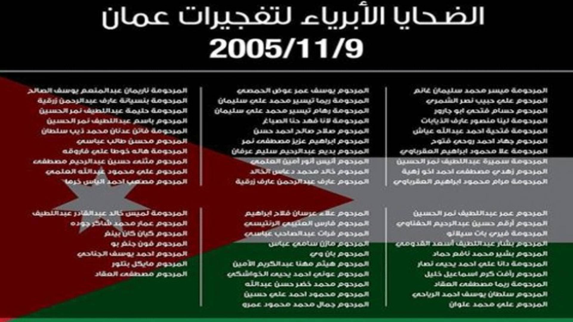 أسماء الضحايا الابرياء لتفجيرات عمان 