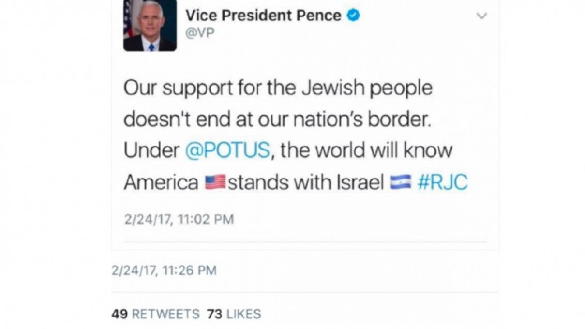 مايك بنس غرد داعما لإسرائيل دون الانتباه لخطأ كبير