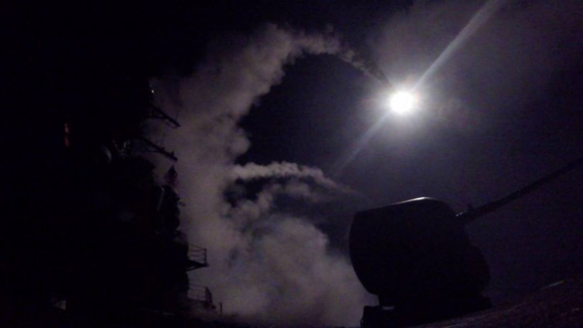 صورة لتنفيذ الضربة الأمريكية على سوريا نشرها البنتاغون