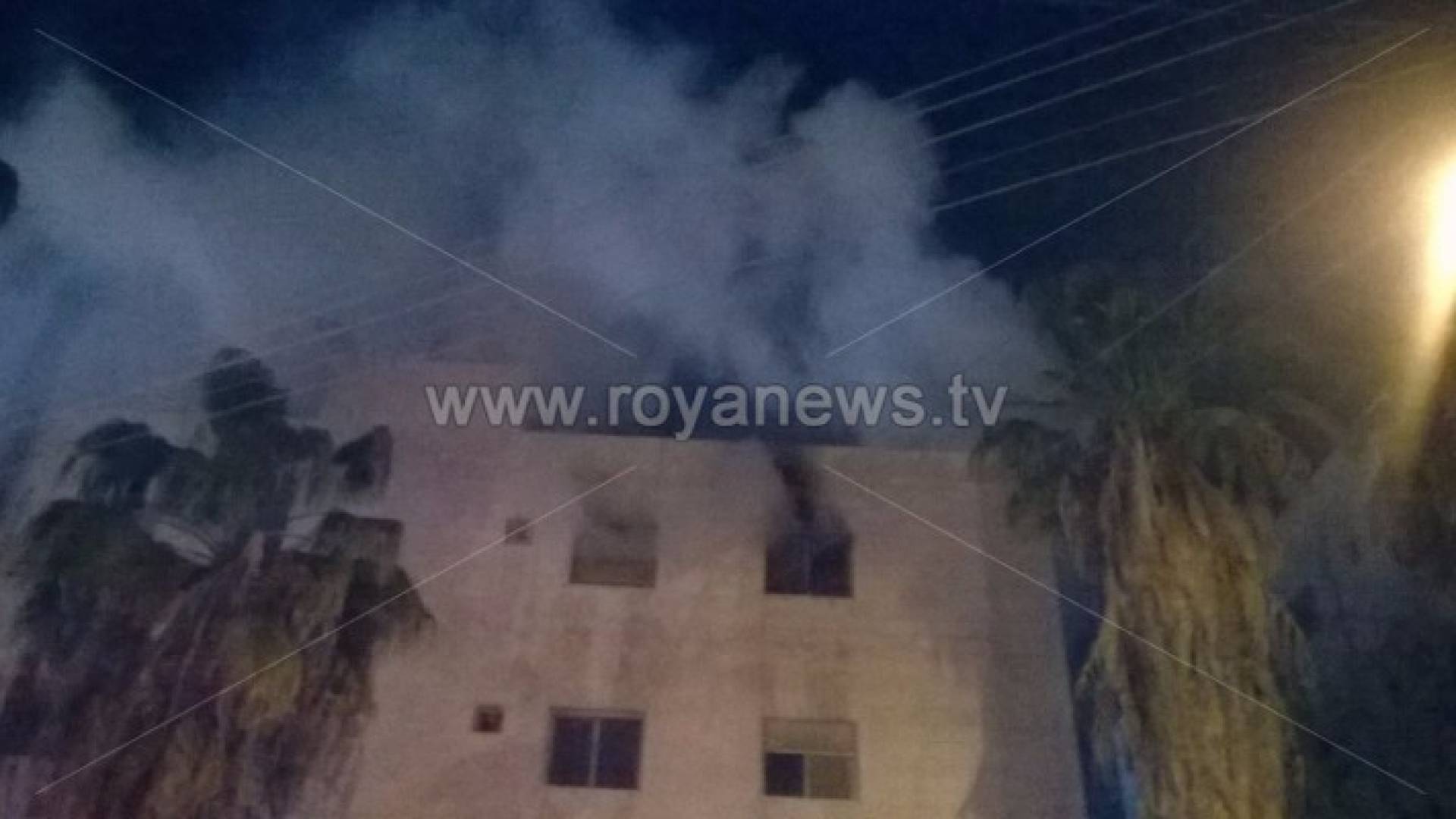 حريق في عمارة سكنية بالقرب من حدائق الملك عبدالله بالعاصمة عمان 