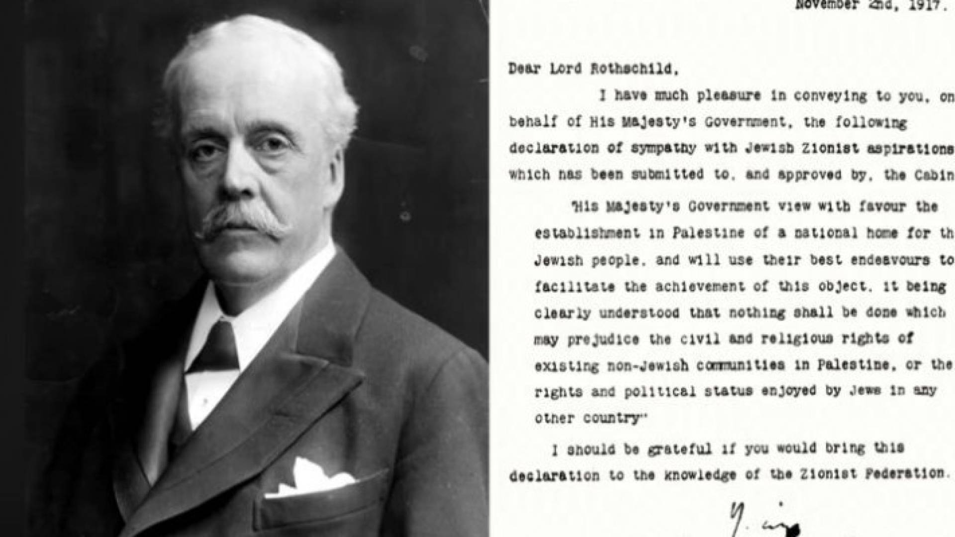 وعد بلفور" نتج عنه منح اليهود دولة في أرض فلسطين وتشريد أهلها