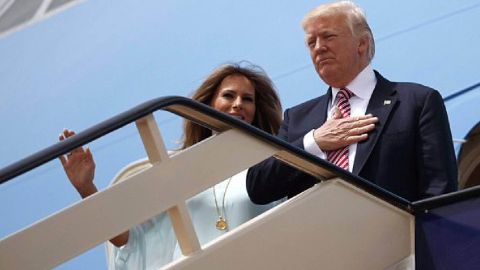 ترمب وزوجته لحظة وصولهم تل أبيب