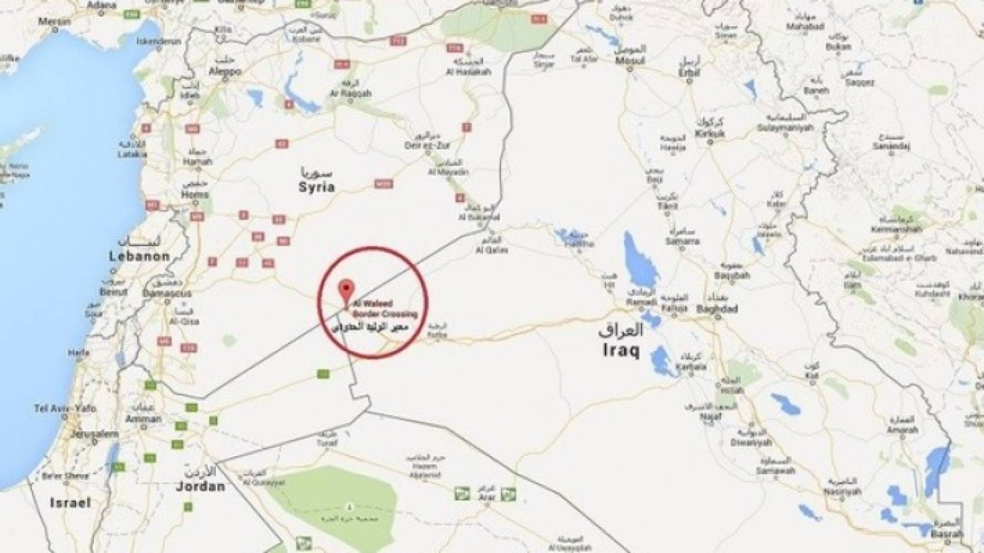 معبر الوليد الحدودي - خارطة توضيحية 