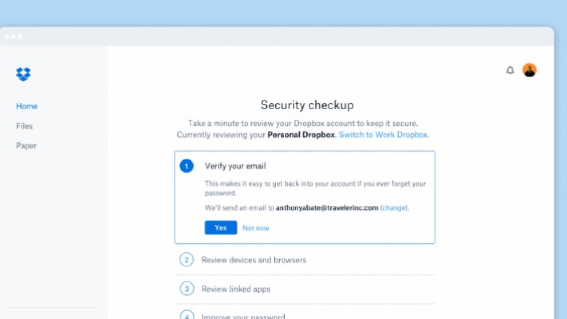 دروب بوكس تطلق أدوات للتأكد من مستوى حماية الحساب