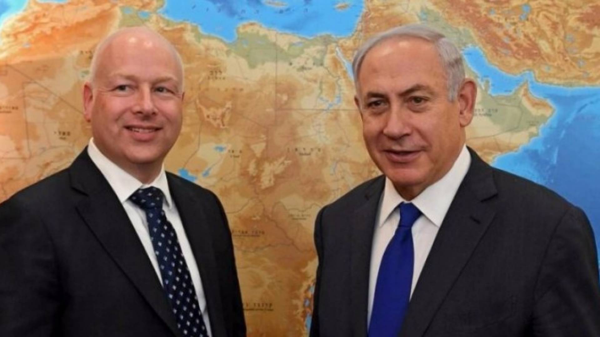 نتنياهو ومبعوث الرئيس الامريكي دونالد ترمب، جيسون غرينبلات