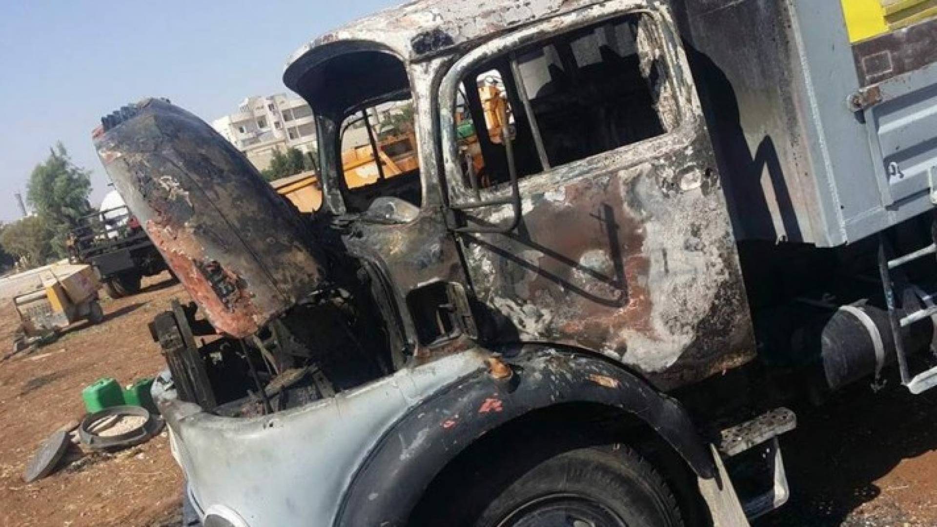 حريق شاحنة في اربد 