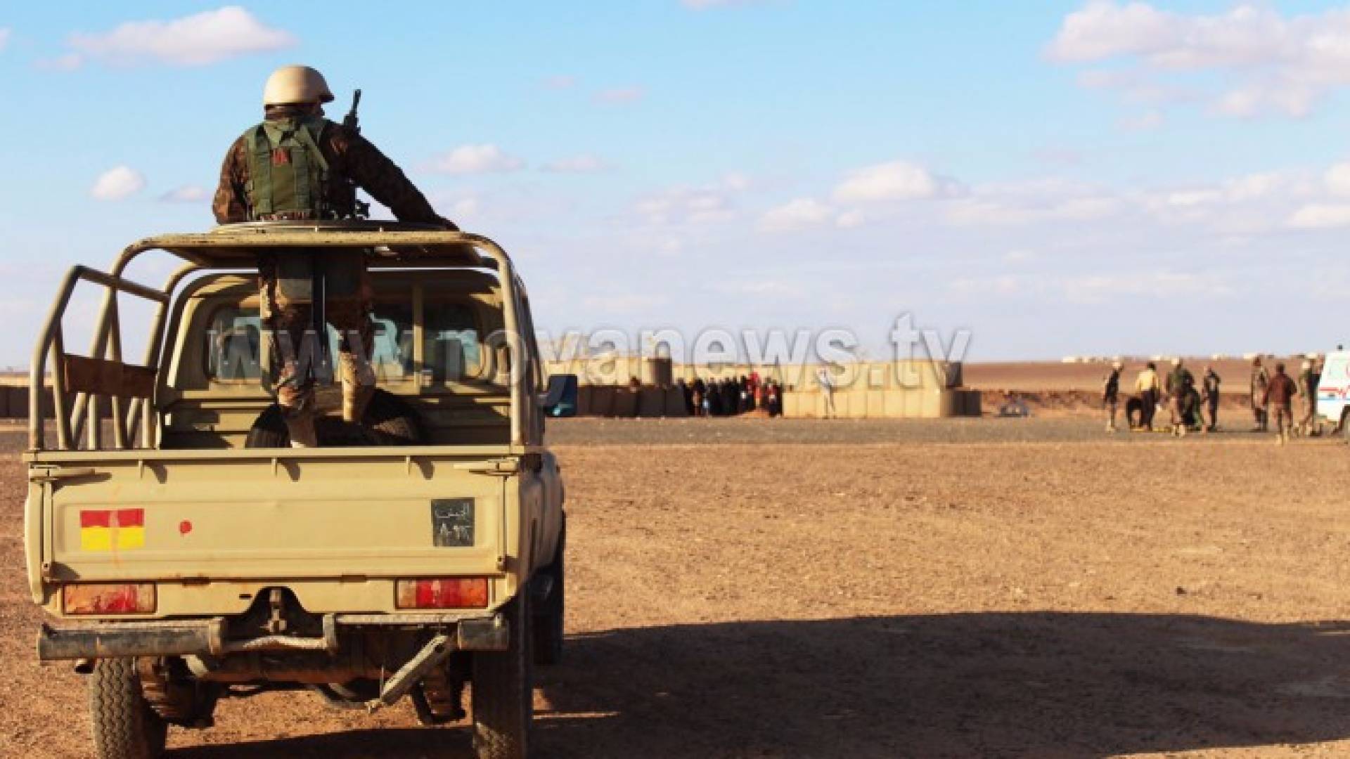 دورية لحرس الحدود على الحدود مع سوريا في منطقة الركبان