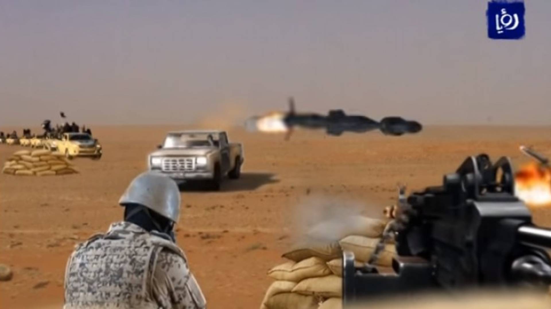 صورة من مشهد تمثيلي لهجوم الركبان