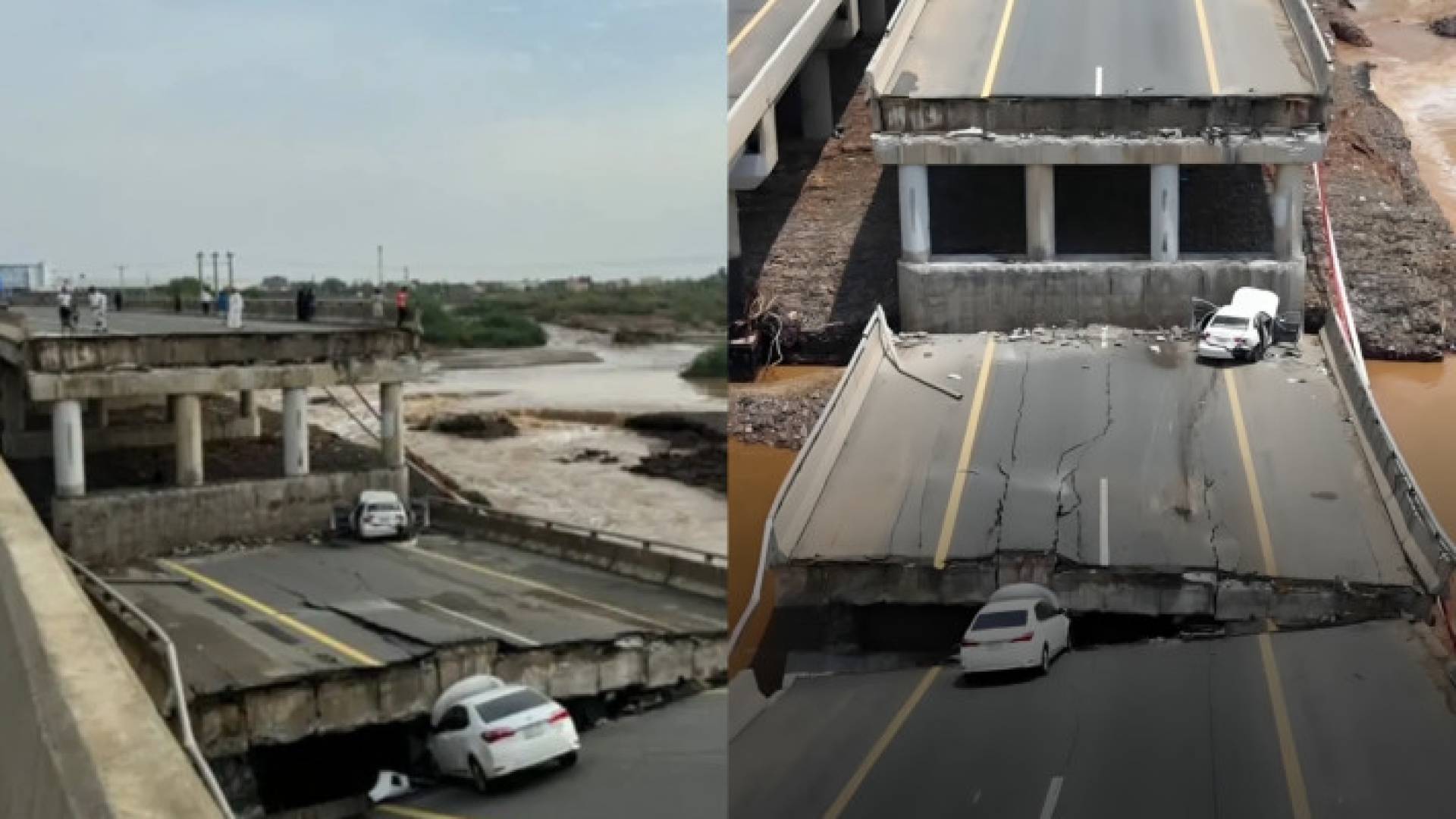 انهيار جزء من جسر في السعودية