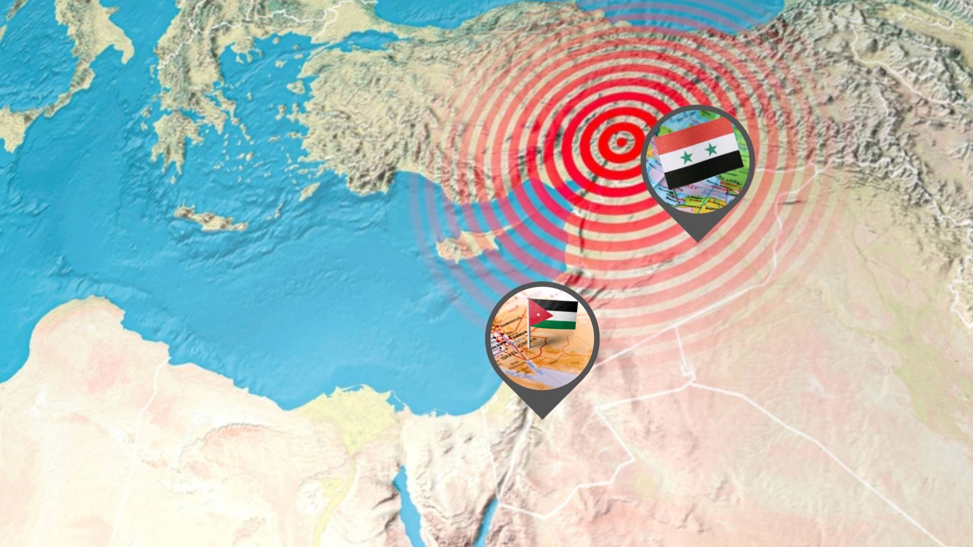 خارطة الأردن وسوريا