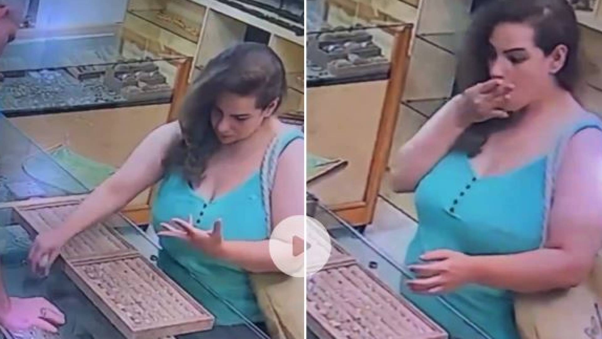 سيدة تسرق ذهب بطريقة غربية