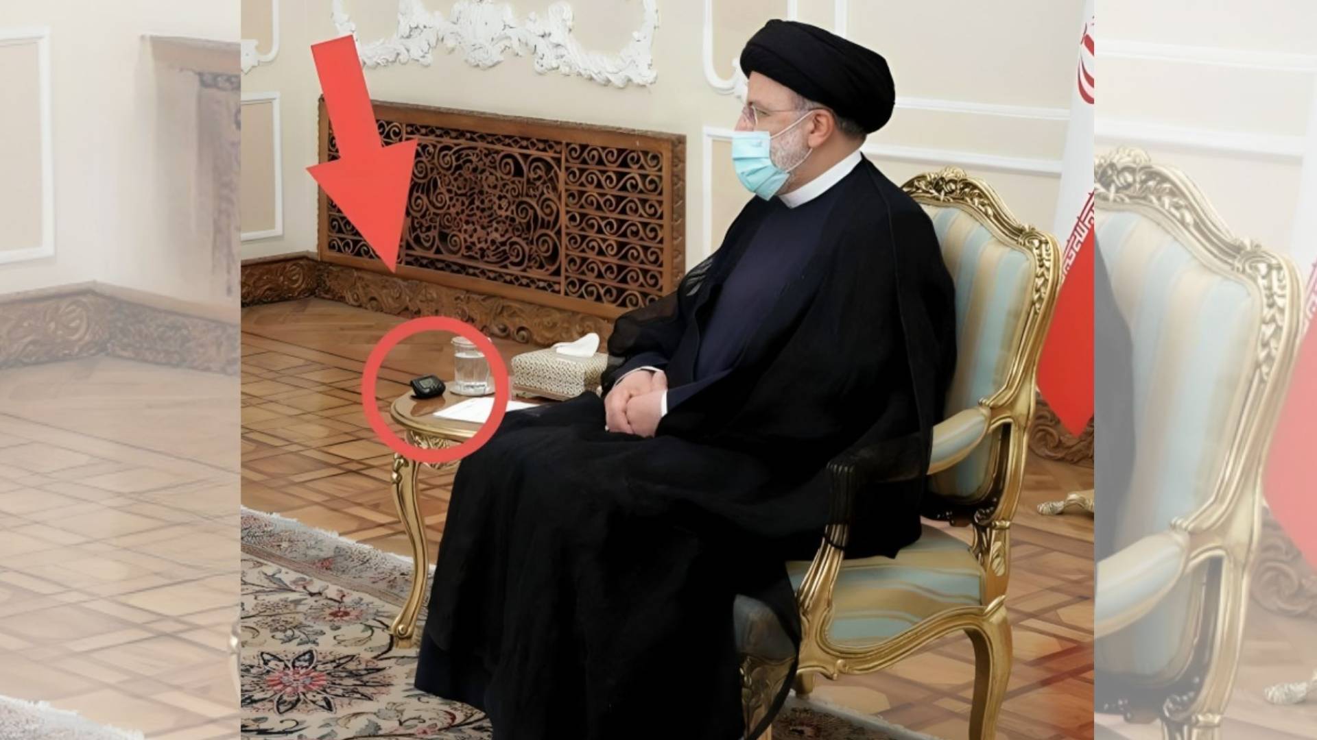 الرئيس الإيراني الراحل إبراهيم رئيسي يجلس بجانبه جهاز البيجر