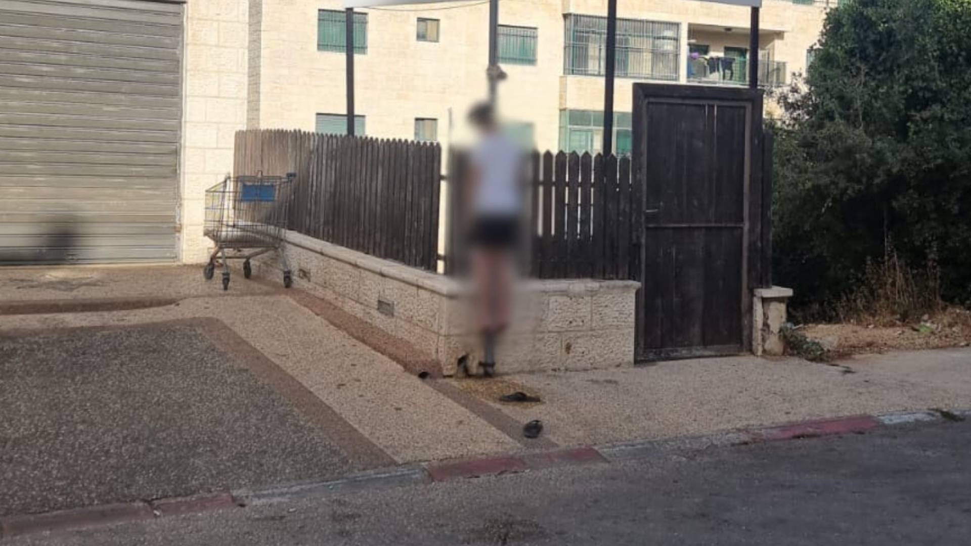 صبي معلق على سارية علم