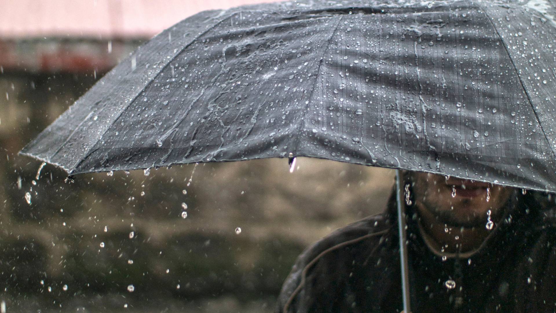 شخص يحمل مظلة تحت الأمطار