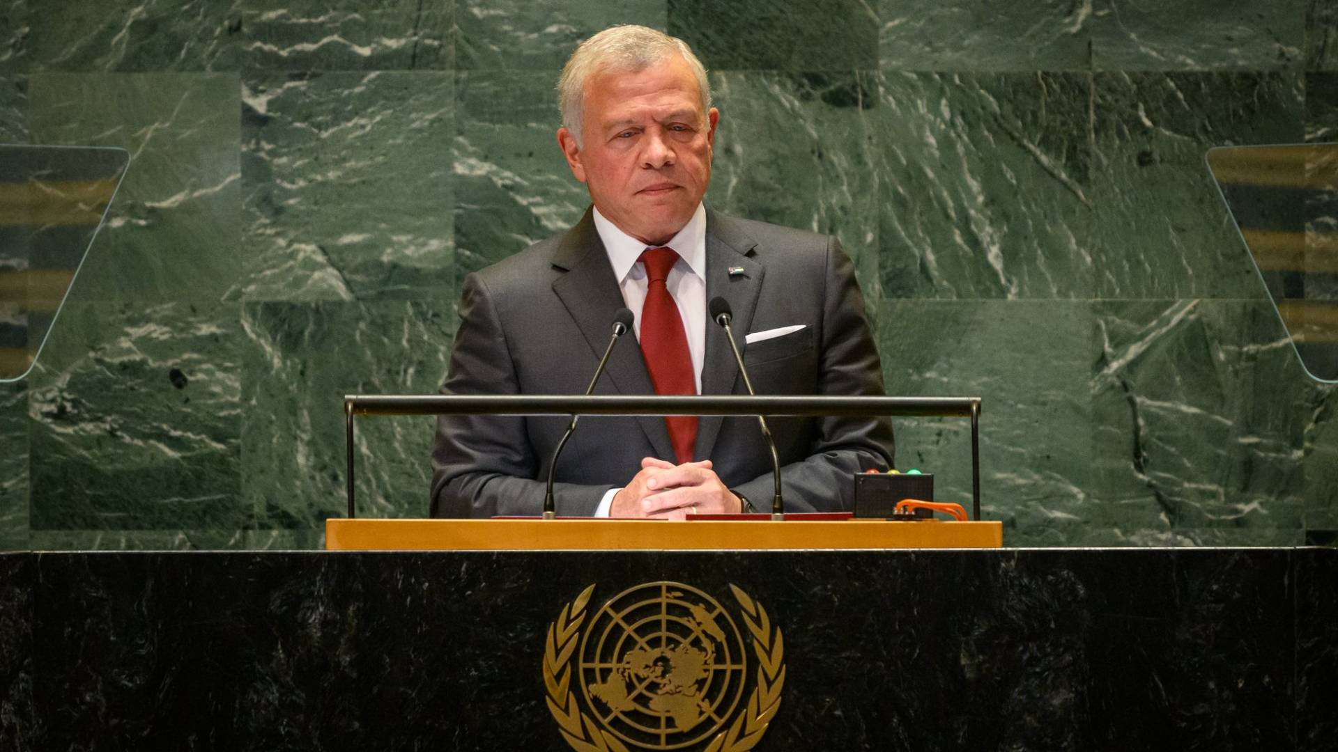 جلالة الملك عبدالله الثاني خلال إلقائه خطابا أمام الجمعية العامة للأمم المتحدة