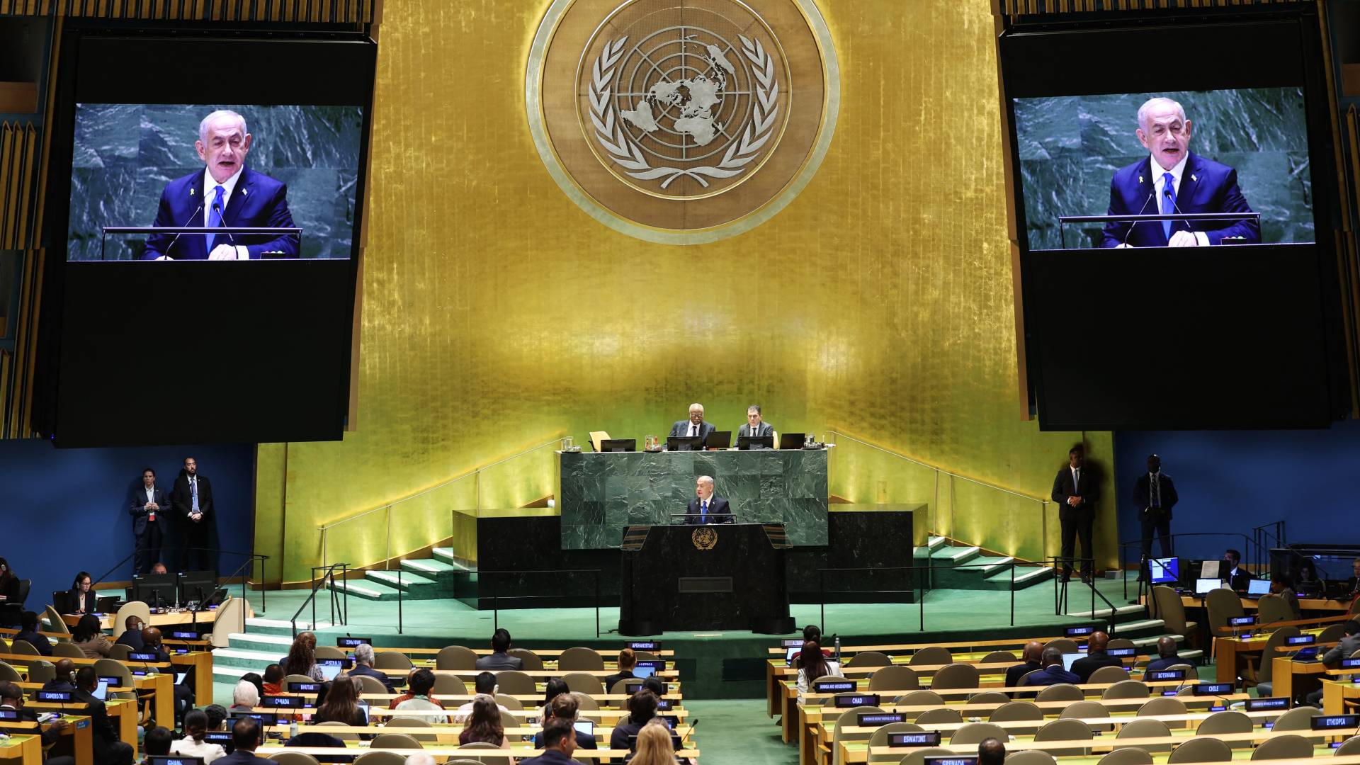 انسحاب وفود عربية ودولية من قاعة الجمعية العامة للأمم المتحدة مع كلمة نتنياهو