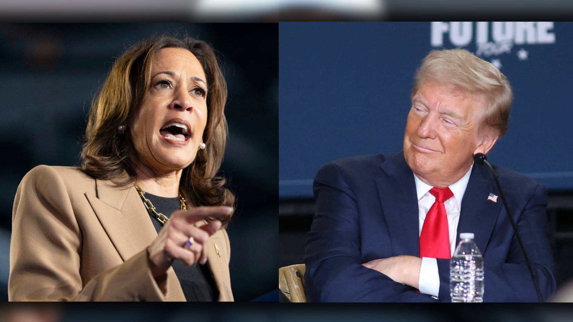 ترمب (يمينا) وهاريس (يسارا)