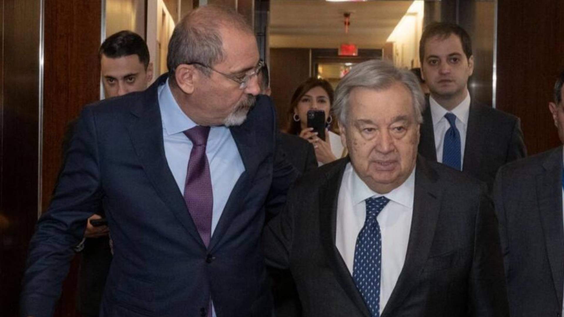 وزير الخارجية أيمن الصفدي والأمين العام للأمم المتحدة أنطونيو غوتيريش