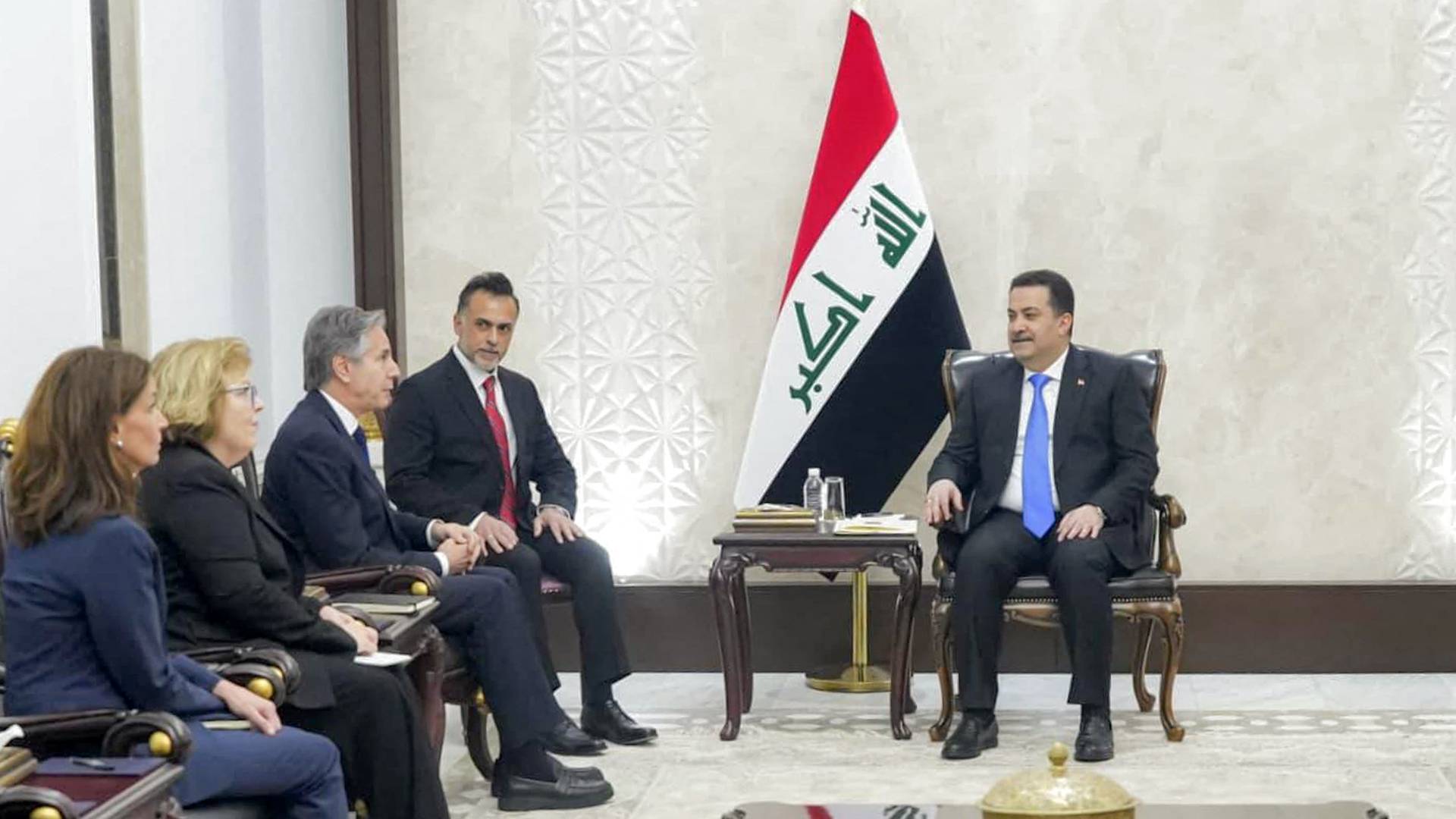 وزير الخارجية الأمريكي، أنتوني بلينكن ورئيس الوزراء العراقي محمد شياع السوداني