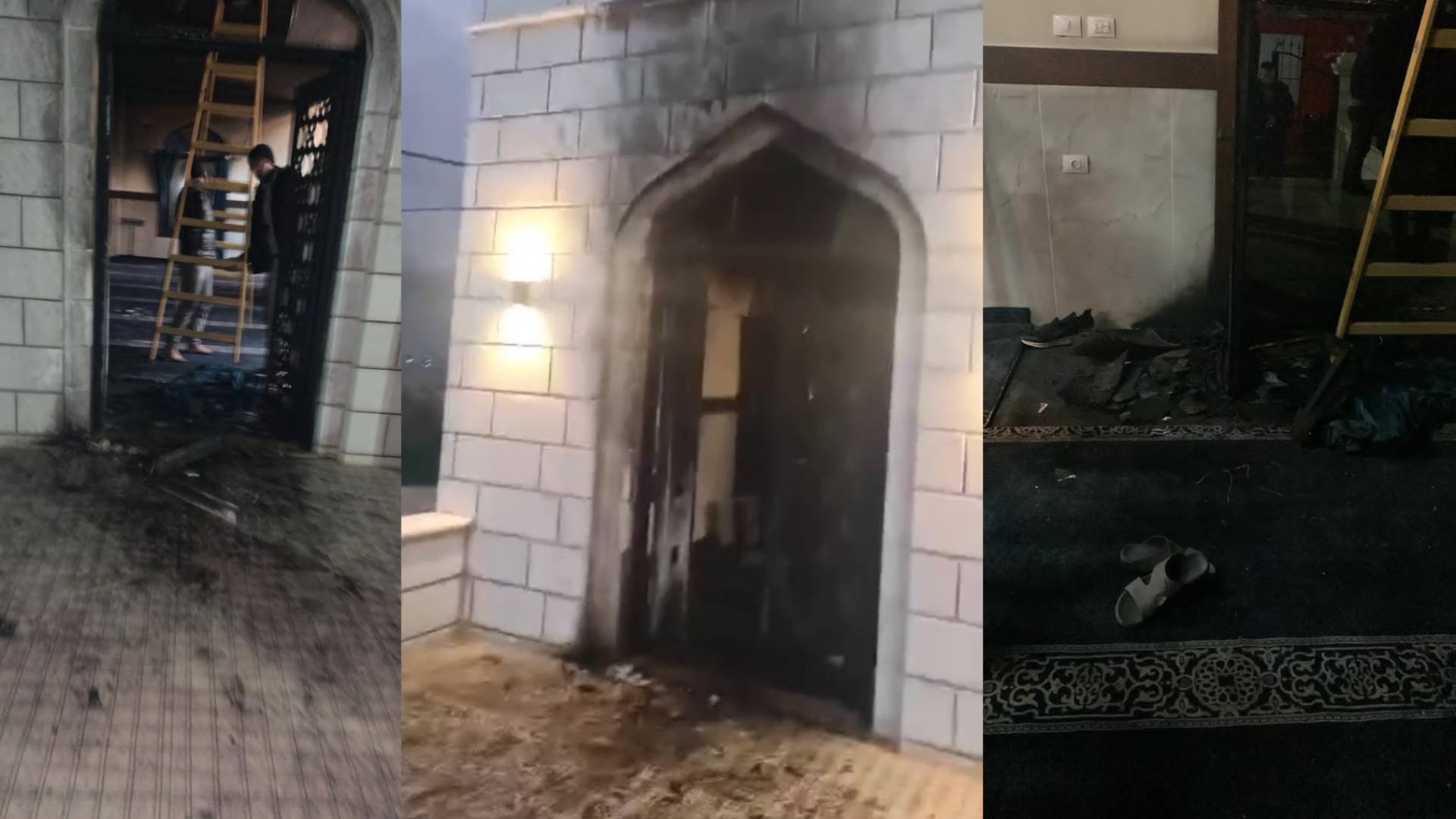 مستوطنون يضرمون النيران في مسجد