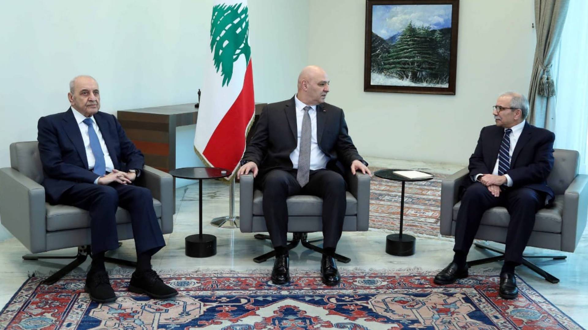 الرئيس اللبناني ورئيس الوزراء اللبناني المكلف، نواف سلام