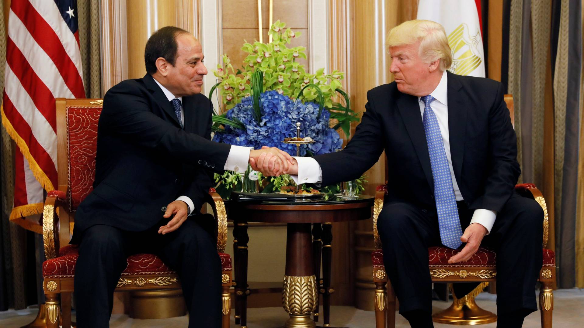 الرئيس المصري عبد الفتاح السيسي ,نظيره الأمريكي دونالد ترمب