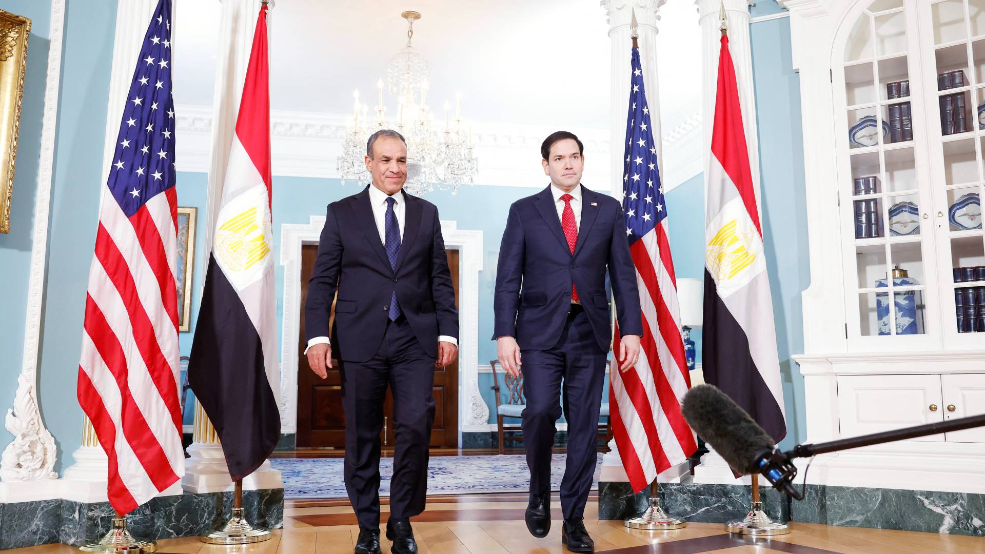 وزير الخارجية المصري بدر عبد العاطي خلال جلسة مباحثات مع نظيره الأمريكي ماركو روبيو