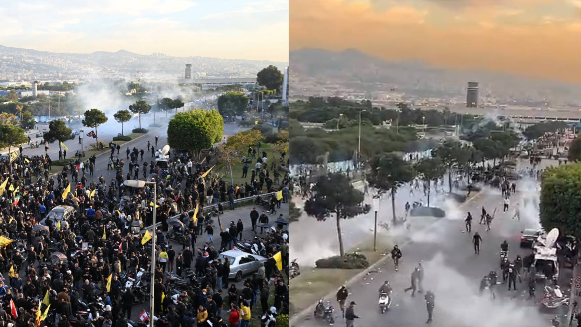 تفريق اعتصام قرب مطار بيروت