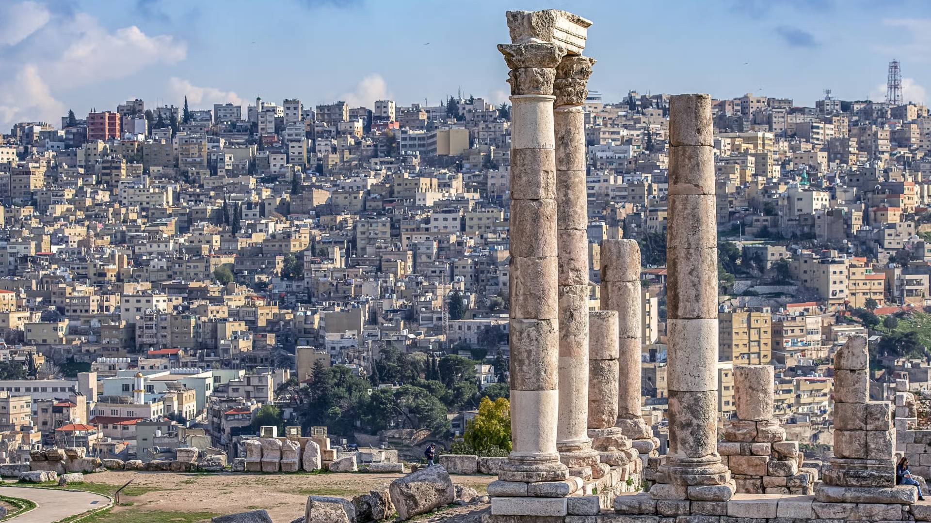 جانب من موقع جبل القلعة الأثري في العاصمة عمان