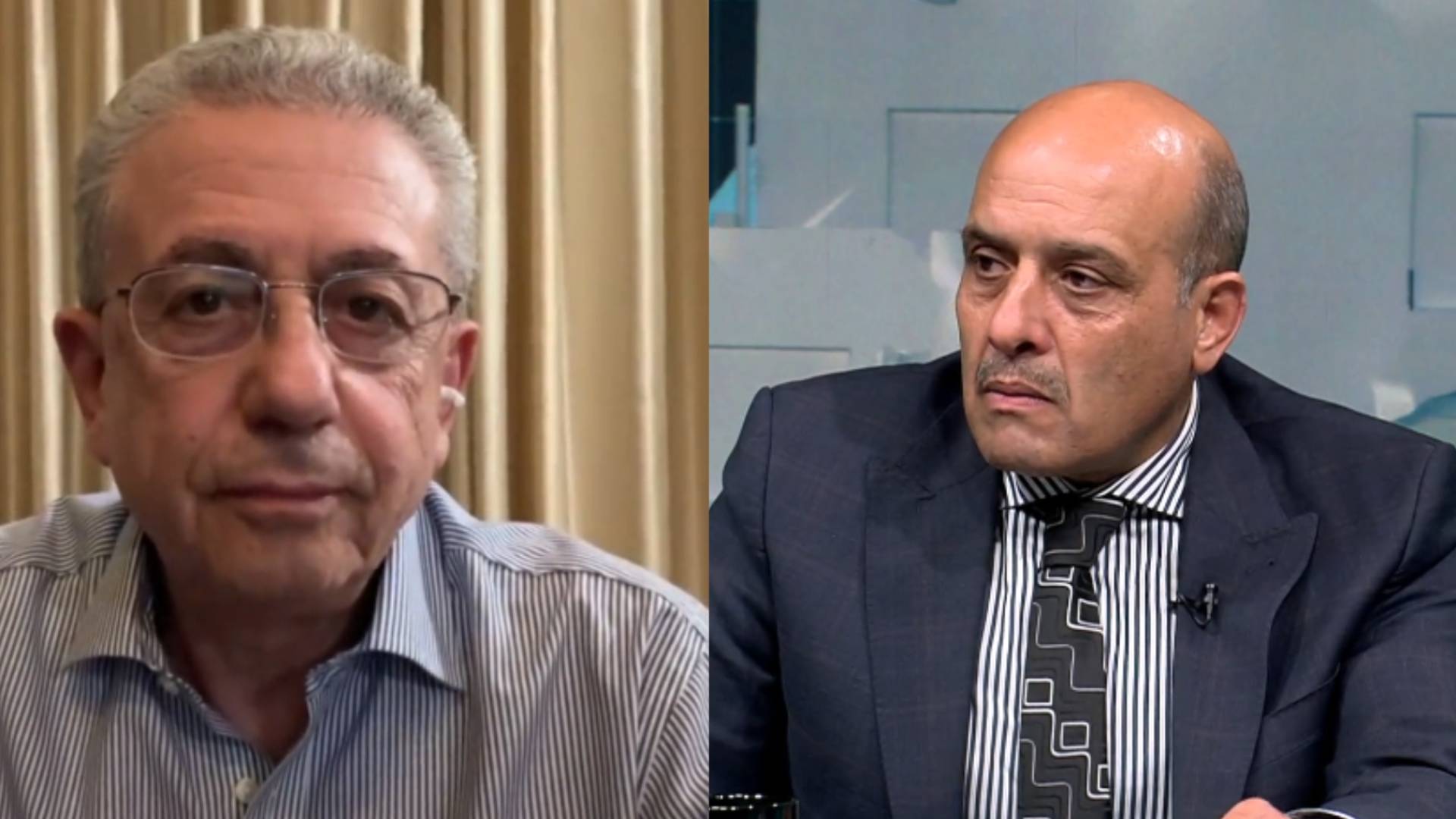 أستاذ العلوم السياسية والنائب السابق، أ. د. محمد القطاطشة (يمين) وأمين عام المبادرة الوطنية الفلسطينية، د. مصطفى البرغوثي (يسار)