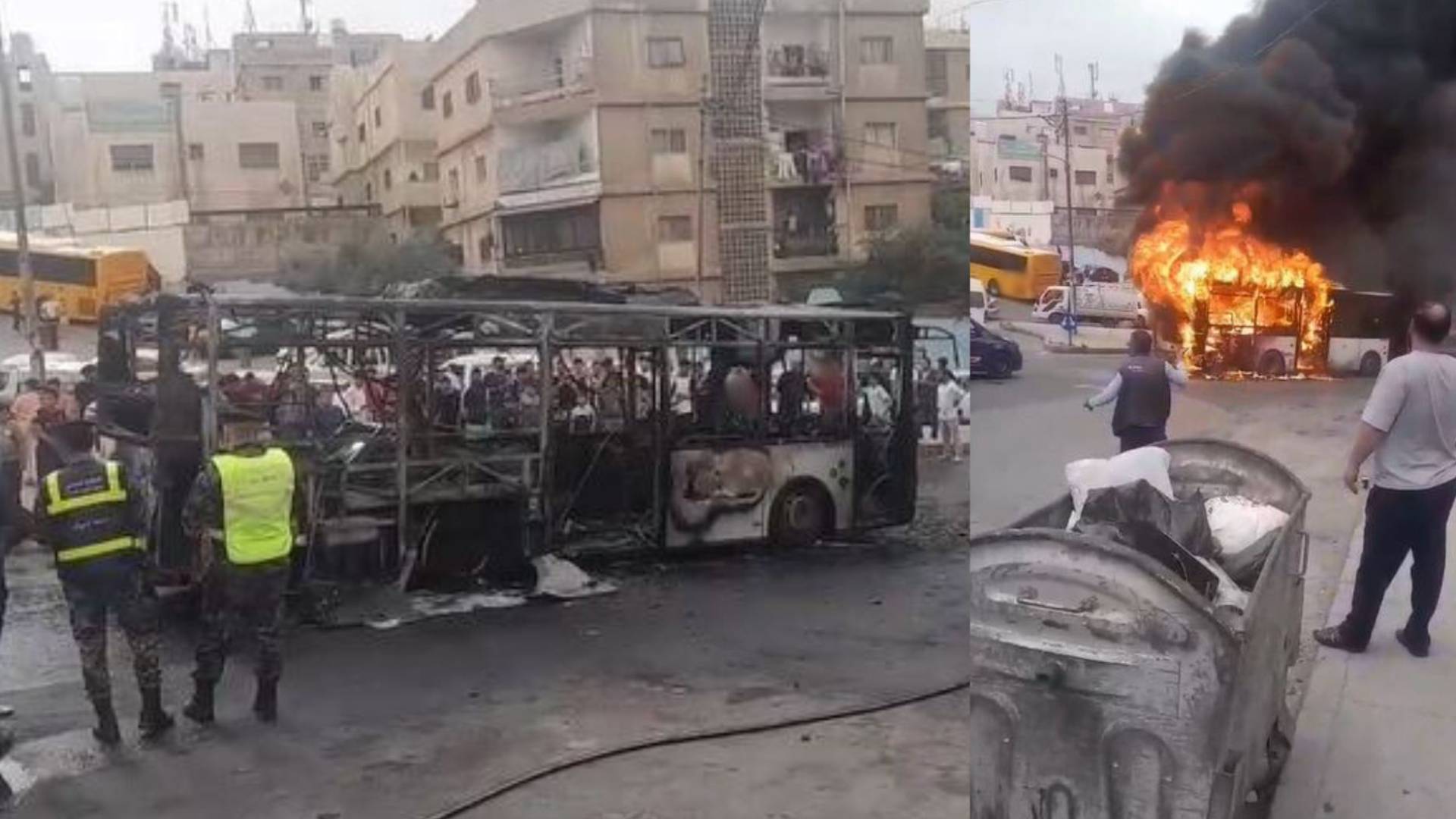 حريق في باص عمان