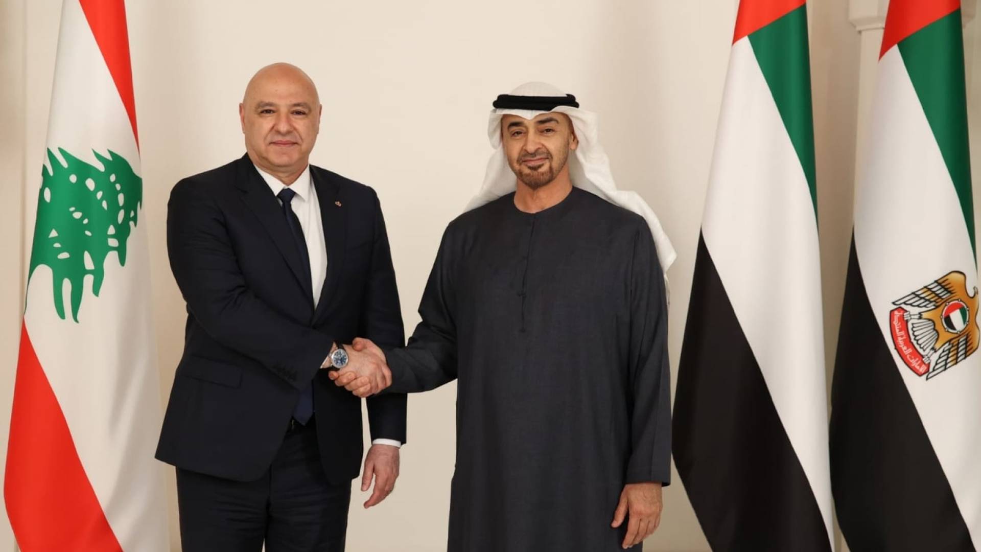 الرئيس اللبناني يلتقي رئيس دولة الإمارات في أبو ظبي