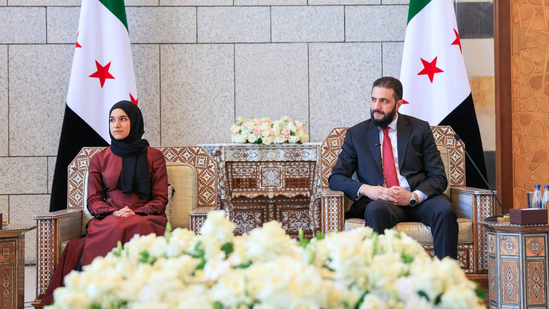 الرئيس السوري أحمد الشرع وعقيلته السيدة لطيفة الدروبي