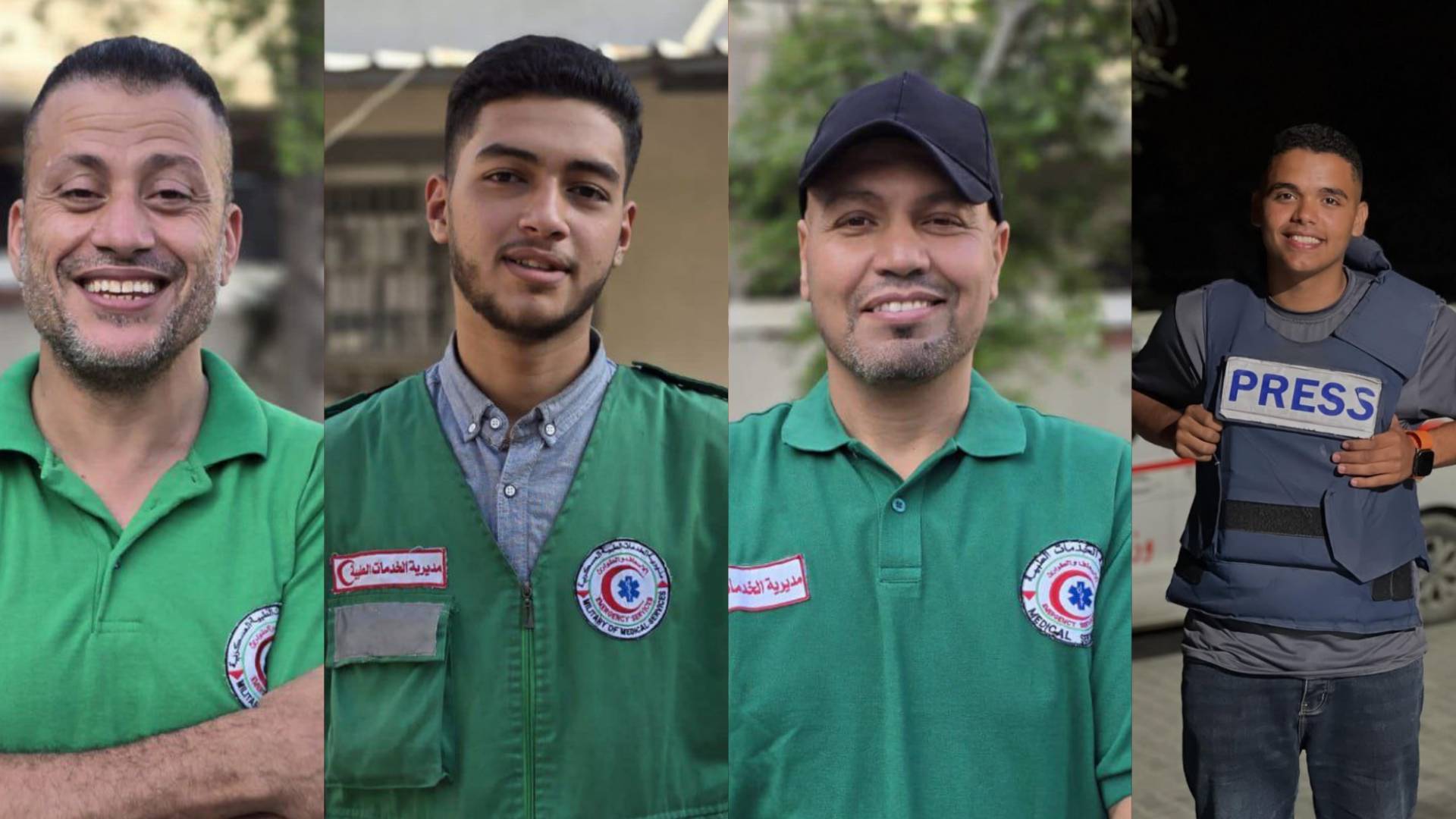 الشهداء الصحفي مؤمن أبو العوف و3 مسعفين