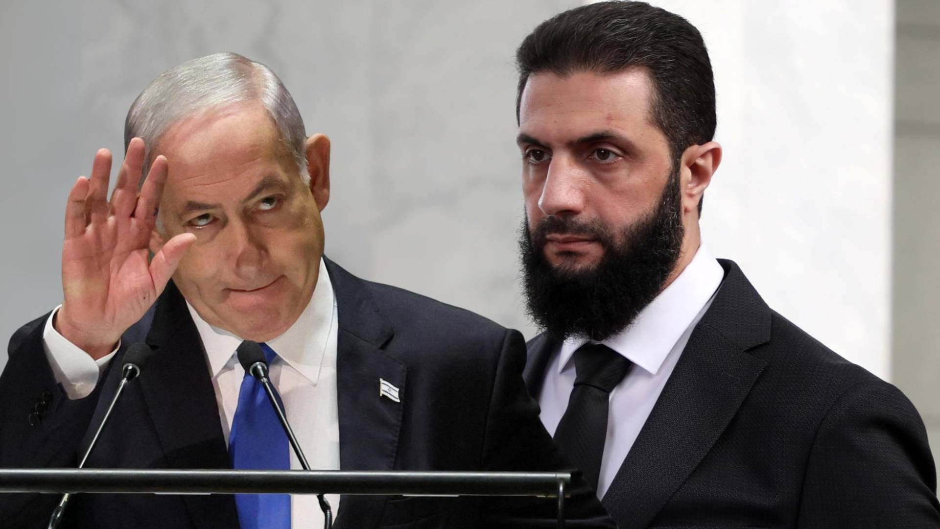 الرئيس السوري أحمد الشرع، ورئيس وزراء الاحتلال الإسرائيلي بنيامين نتنياهو