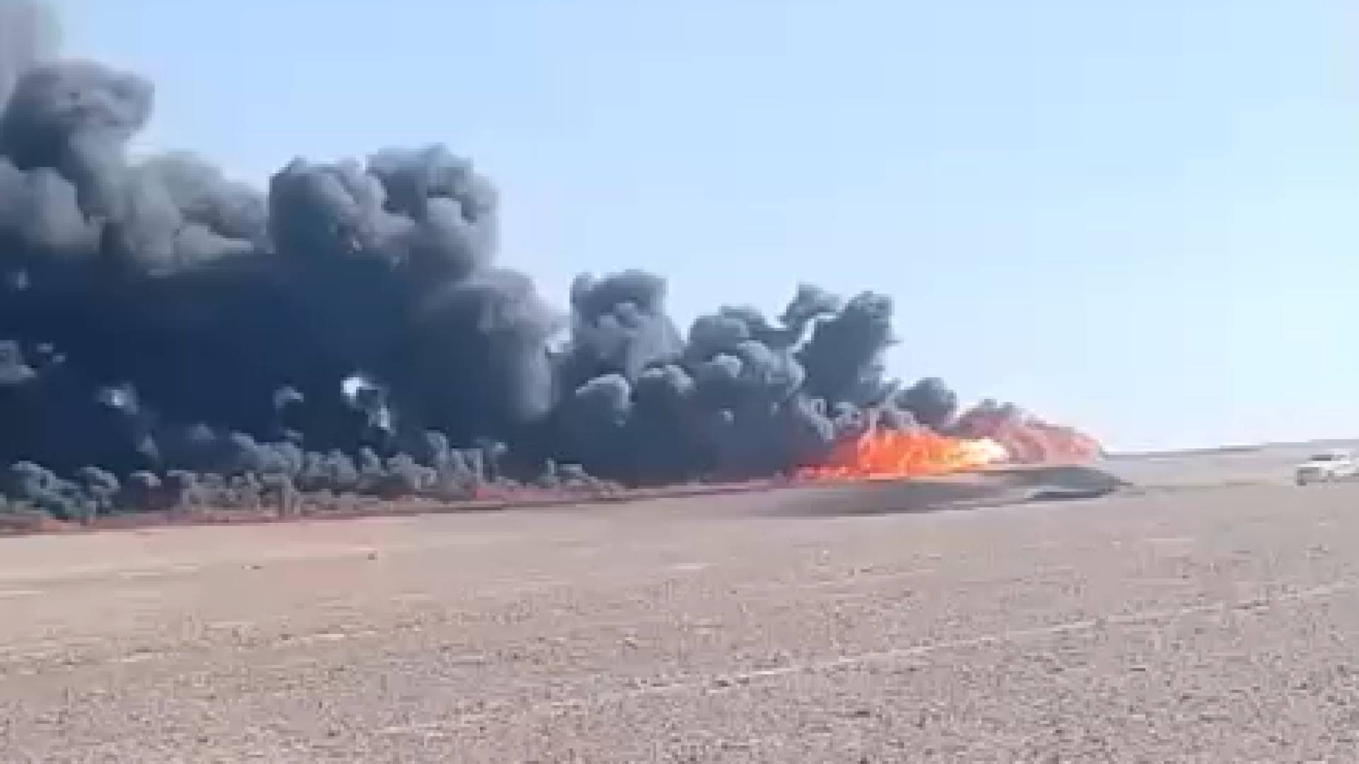 احتراق الصهريج على طريق الجفر