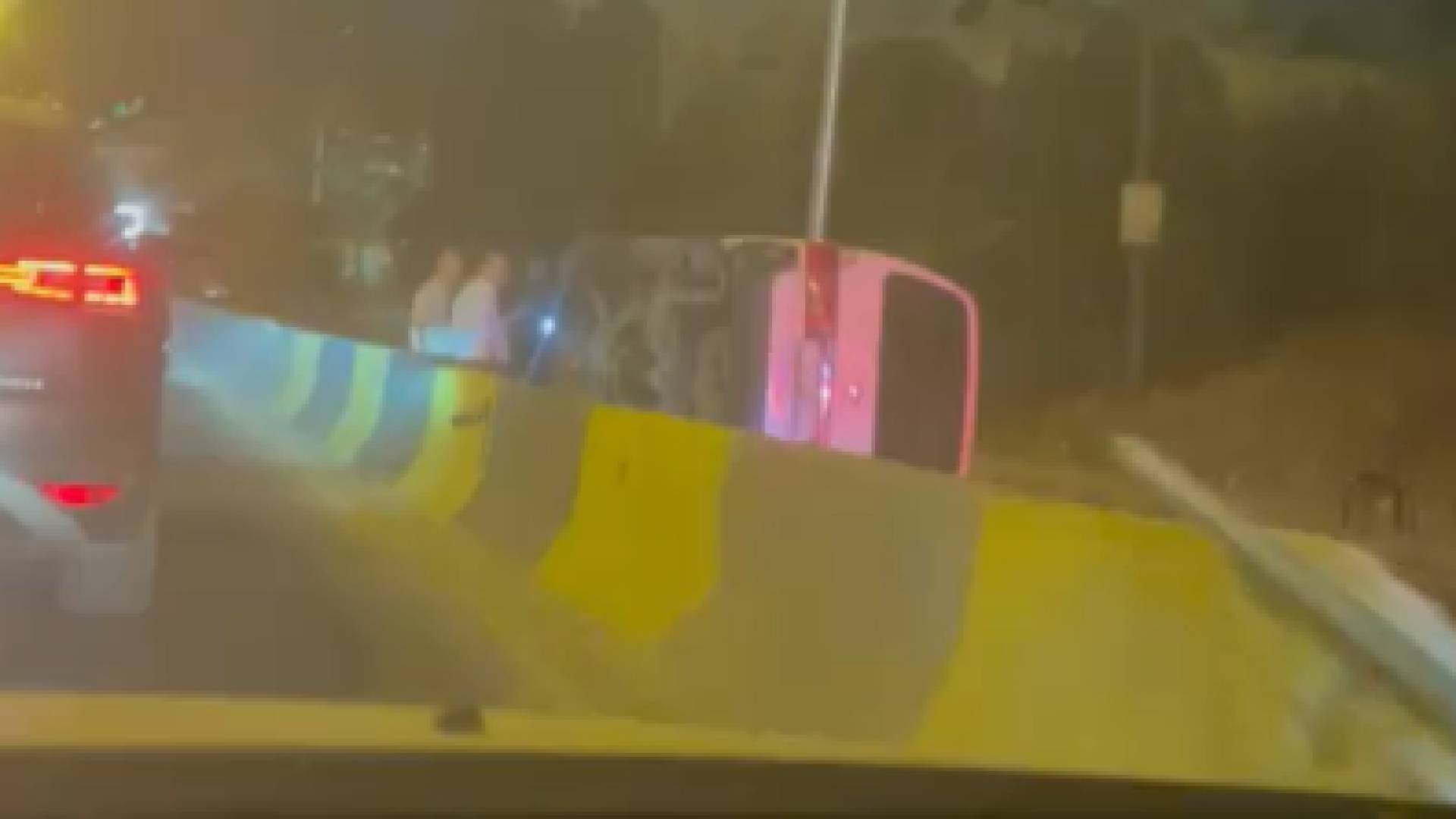 المركبة التي تعرضت للانقلاب في مرج الحمام