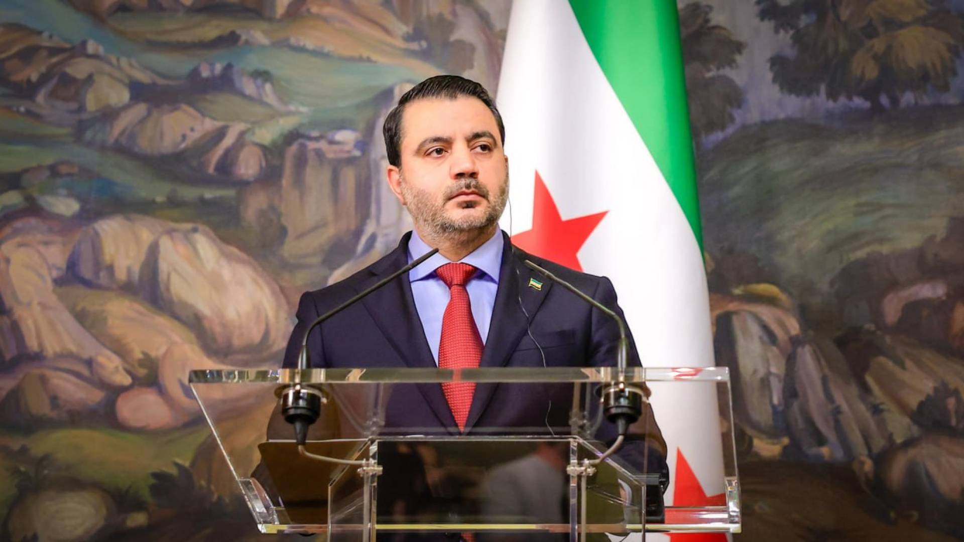 وزير الخارجية والمغتربين السوري أسعد حسن الشيباني في قصر الضيافة التابع لوزارة الخارجية الروسية